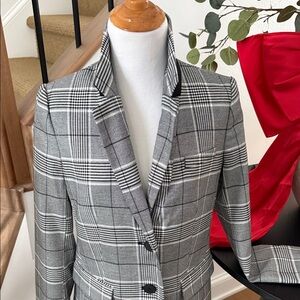Banana Republic Plaid Three Button Tailored Coat Grey Black Size XS – Like New